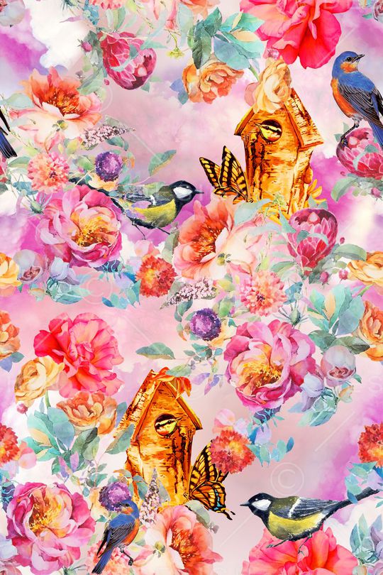 满版花卉印花华亿平台图片