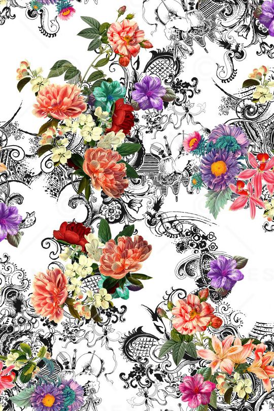 满底花卉印花华亿平台图片