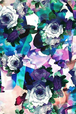 手绘水彩花印花华亿平台图片