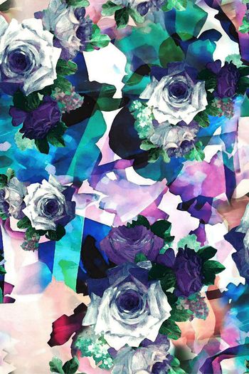 手绘水彩花印花华亿平台图片