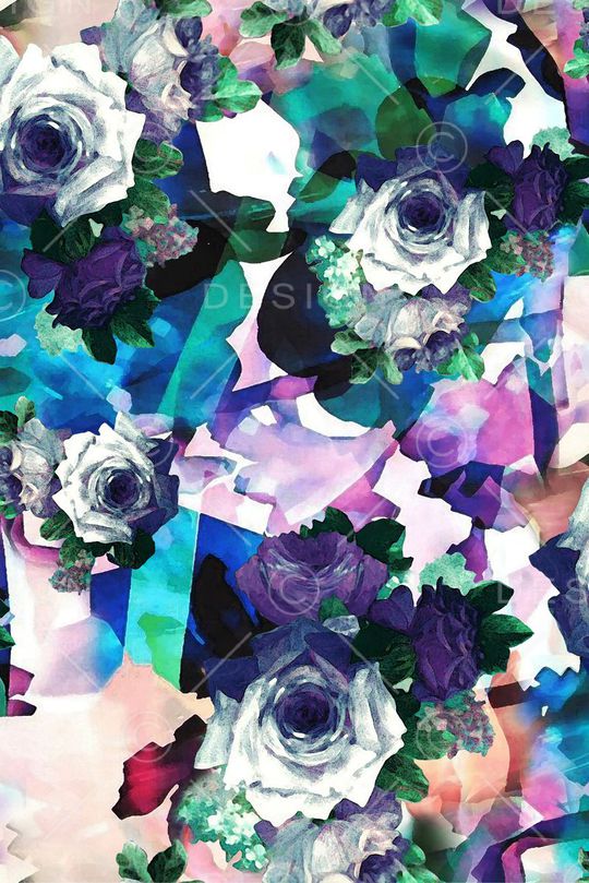 手绘水彩花印花华亿平台图片