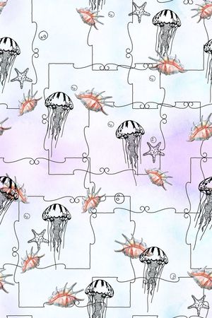 海洋生物印花华亿平台图片