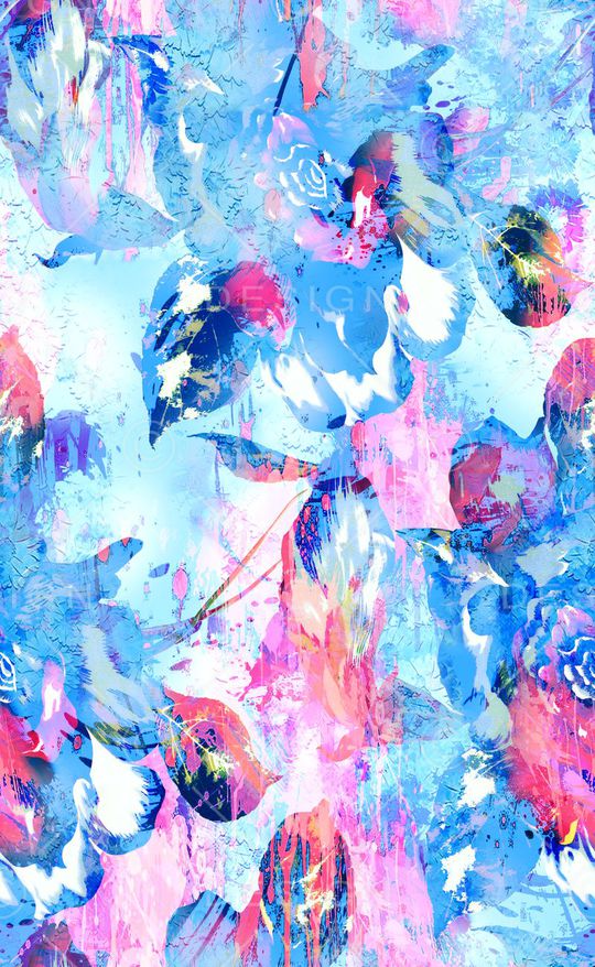 手绘花卉连衣裙印花华亿平台图片