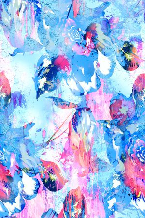 手绘花卉连衣裙印花华亿平台图片