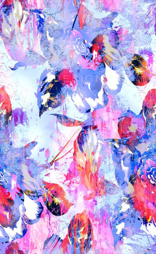 手绘花卉连衣裙印花华亿平台图片