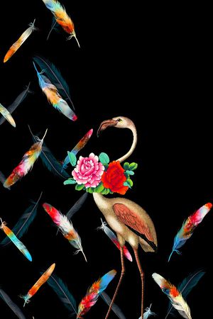 抽象几何清爽梦幻艺术平底立体手绘满版最新高清数码蕾丝民族中国风绣花珠宝肌理时尚潮

流大牌复古欧美风鸟印花华亿平台图片