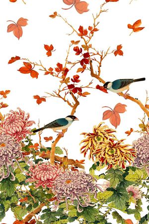 花鸟印花华亿平台图片