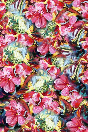 手绘油画印花印花华亿平台图片