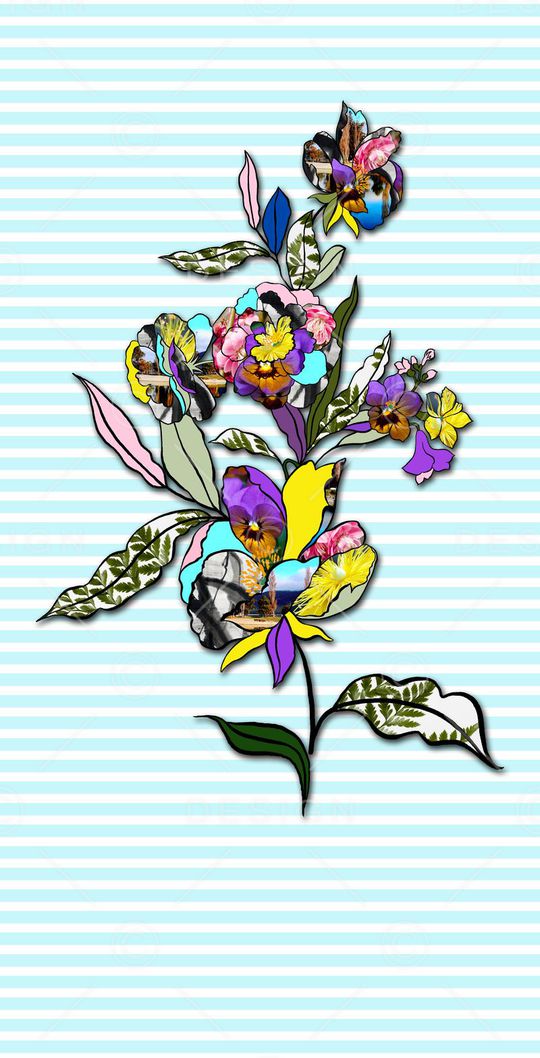 勾线、花卉、风景、线条印花华亿平台图片