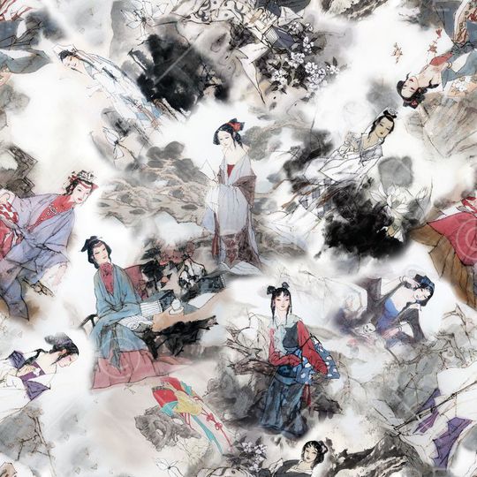 水墨印花华亿平台图片