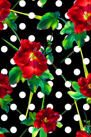 抽象几何清爽梦幻艺术平底立体手绘满版最新高清数码蕾丝民族中国风绣花珠宝肌理时尚潮

流大牌复古欧美风水彩大花印花华亿平台图片