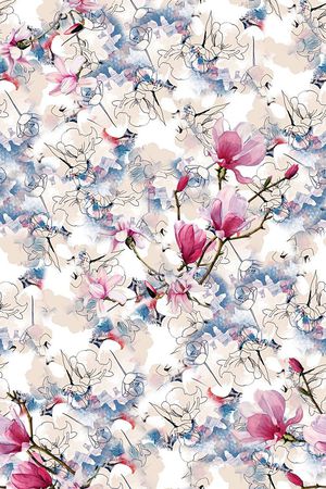 手绘水彩画印花华亿平台图片