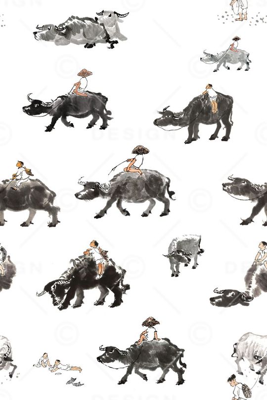 牧童遥指杏花村印花华亿平台图片