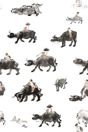 牧童遥指杏花村印花华亿平台图片