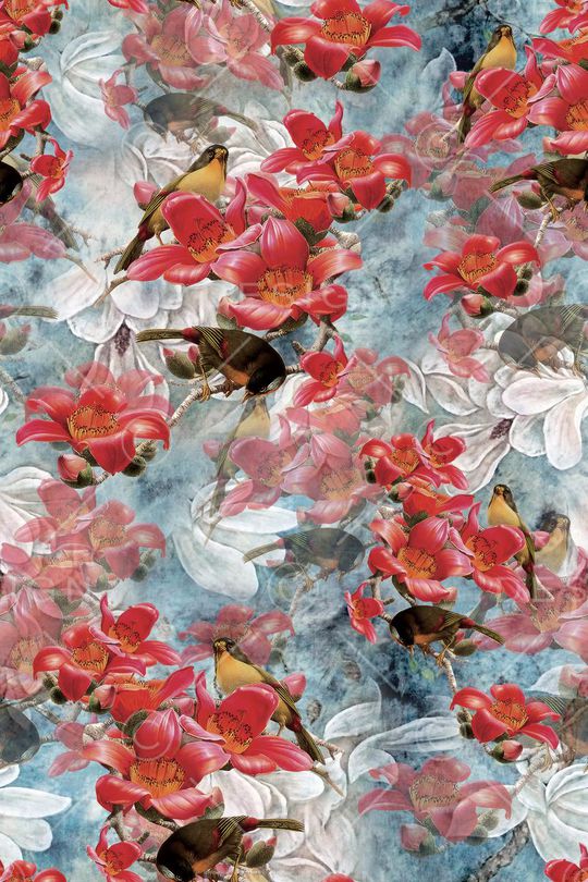 花鸟印花华亿平台图片