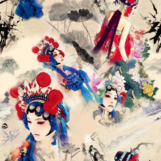 水墨印花华亿平台图片