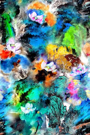 水墨印花华亿平台图片