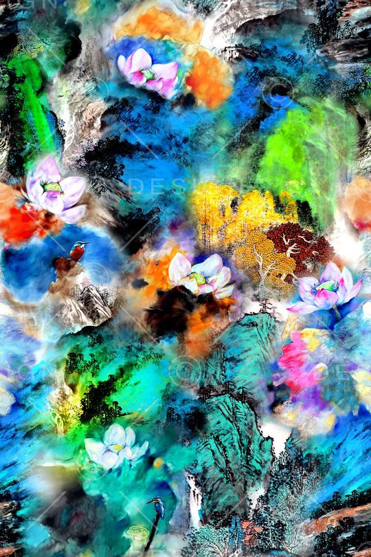 水墨印花华亿平台图片