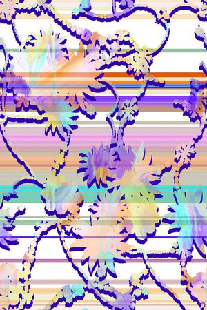 抽象几何清爽梦幻艺术平底立体手绘满版最新高清数码蕾丝民族中国风绣花珠宝肌理时尚潮

流大牌复古欧美风彩色条纹印花华亿平台图片