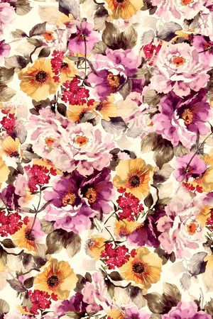 手绘花卉印花华亿平台图片