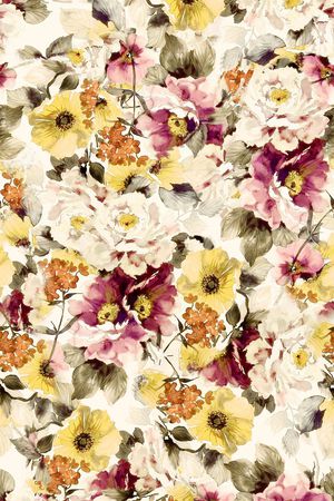 手绘花卉印花华亿平台图片