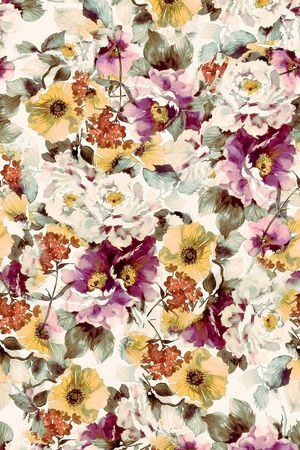 手绘花卉印花华亿平台图片