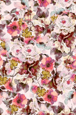 手绘花卉印花华亿平台图片