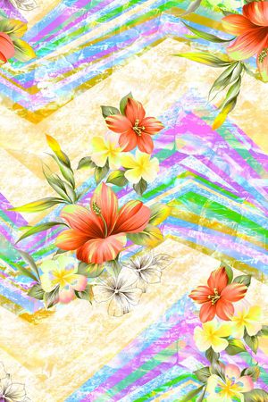 抽象几何清爽梦幻艺术平底立体手绘满版最新高清数码蕾丝民族中国风绣花珠宝肌理时尚潮

流大牌复古欧美风水彩花卉印花华亿平台图片