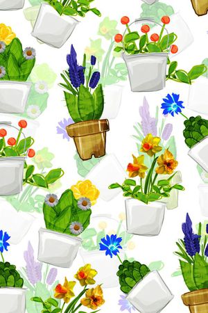 清新小盆栽印花华亿平台图片