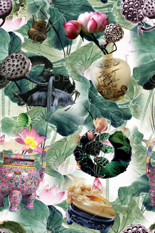 荷花印花华亿平台图片