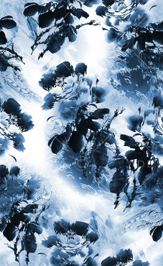 手绘花卉连衣裙印花华亿平台图片