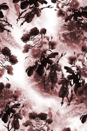 手绘花卉连衣裙印花华亿平台图片