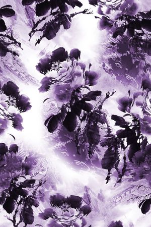 手绘花卉连衣裙印花华亿平台图片