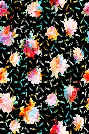 抽象几何清爽梦幻艺术平底立体手绘满版最新高清数码蕾丝民族中国风绣花珠宝肌理时尚潮

流大牌复古欧美风水彩花印花华亿平台图片