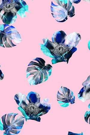 花卉、热带树叶、纯底、少女印花华亿平台图片