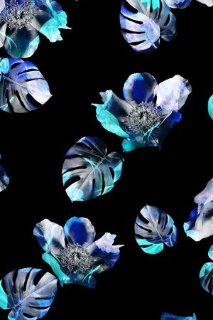 花卉、热带树叶、纯底、少女印花华亿平台图片