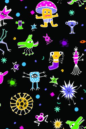 趣味卡通抽象华亿平台印花华亿平台图片