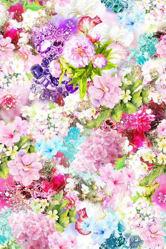 满版花卉印花华亿平台图片