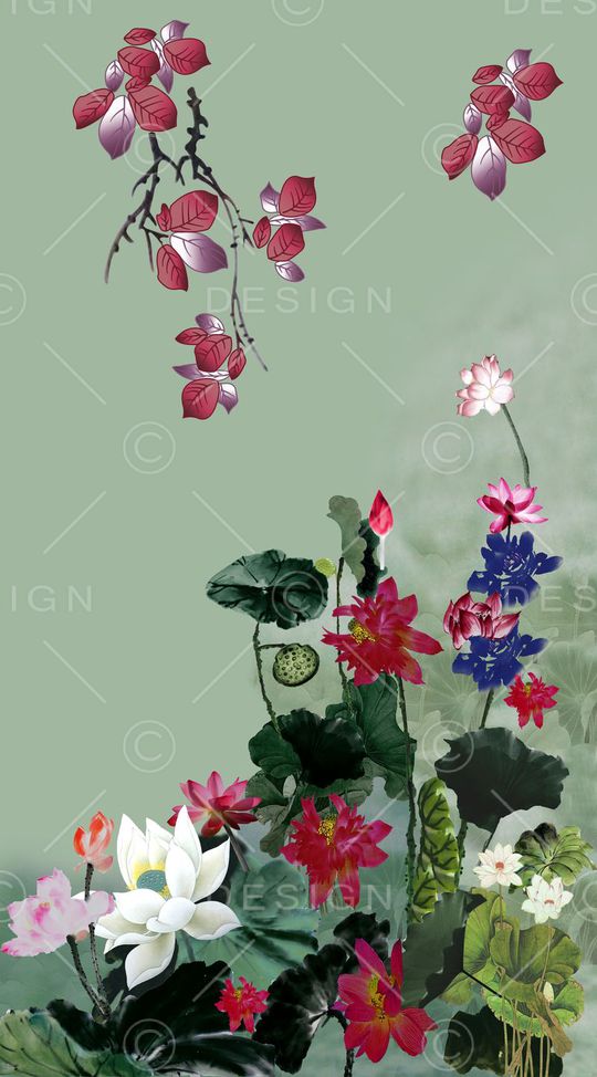 山水画印花华亿平台图片