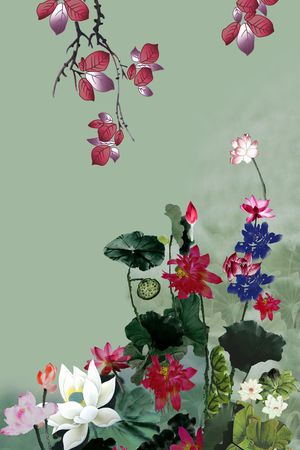 山水画印花华亿平台图片