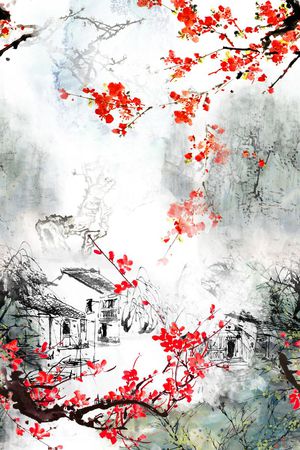 水墨印花华亿平台图片