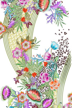 白底小叶花印花华亿平台图片