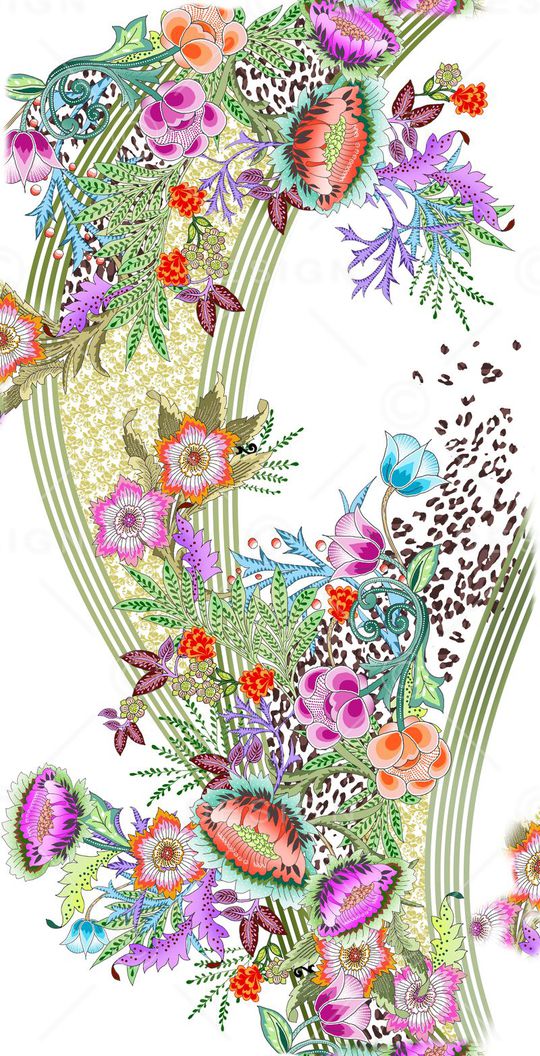 白底小叶花印花华亿平台图片