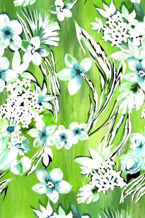 水墨花卉印花华亿平台图片