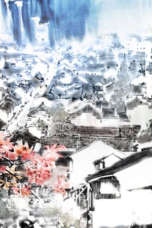 山水画印花华亿平台图片