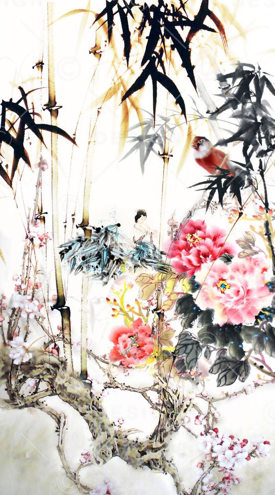 花鸟印花华亿平台图片