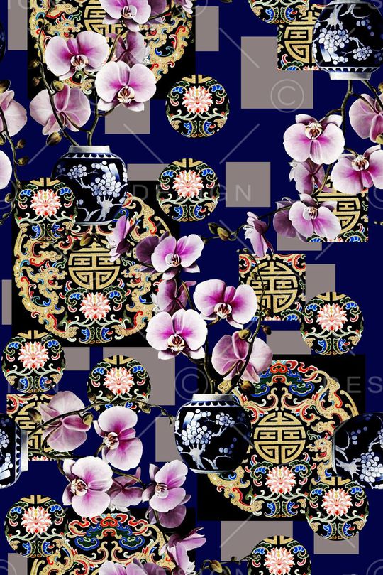 花卉元素印花华亿平台图片