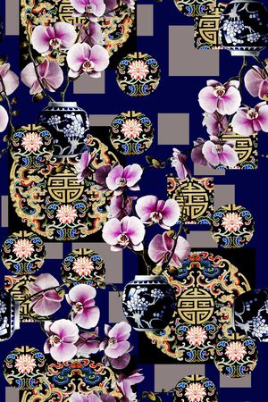 花卉元素印花华亿平台图片