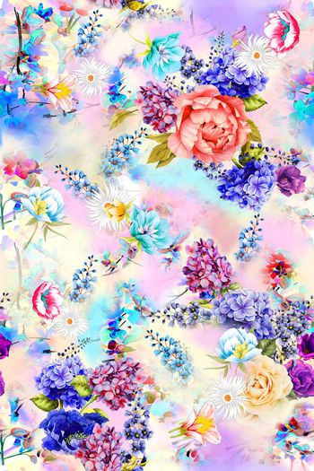 611828-梦幻手绘花卉碎花