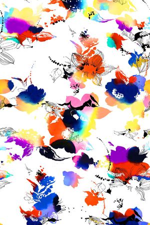 抽象几何清爽梦幻艺术平底立体手绘满版最新高清数码蕾丝民族中国风绣花珠宝肌理时尚潮

流大牌复古欧美风水彩花卉印花华亿平台图片